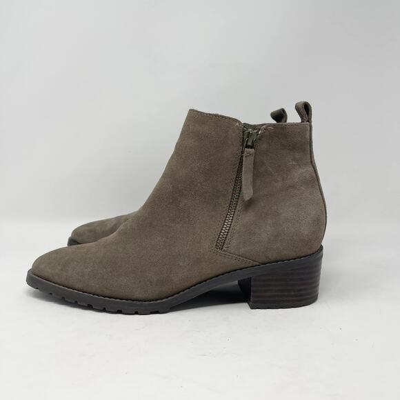 Blondo Dark Taupe Suede Leather Samara Side Zipper Ankle Boot - Picture 4 of 9